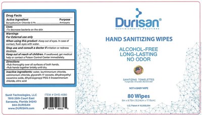 Durisan Wipes 80 (Durisan Hand Sanitizing Wipes 80)